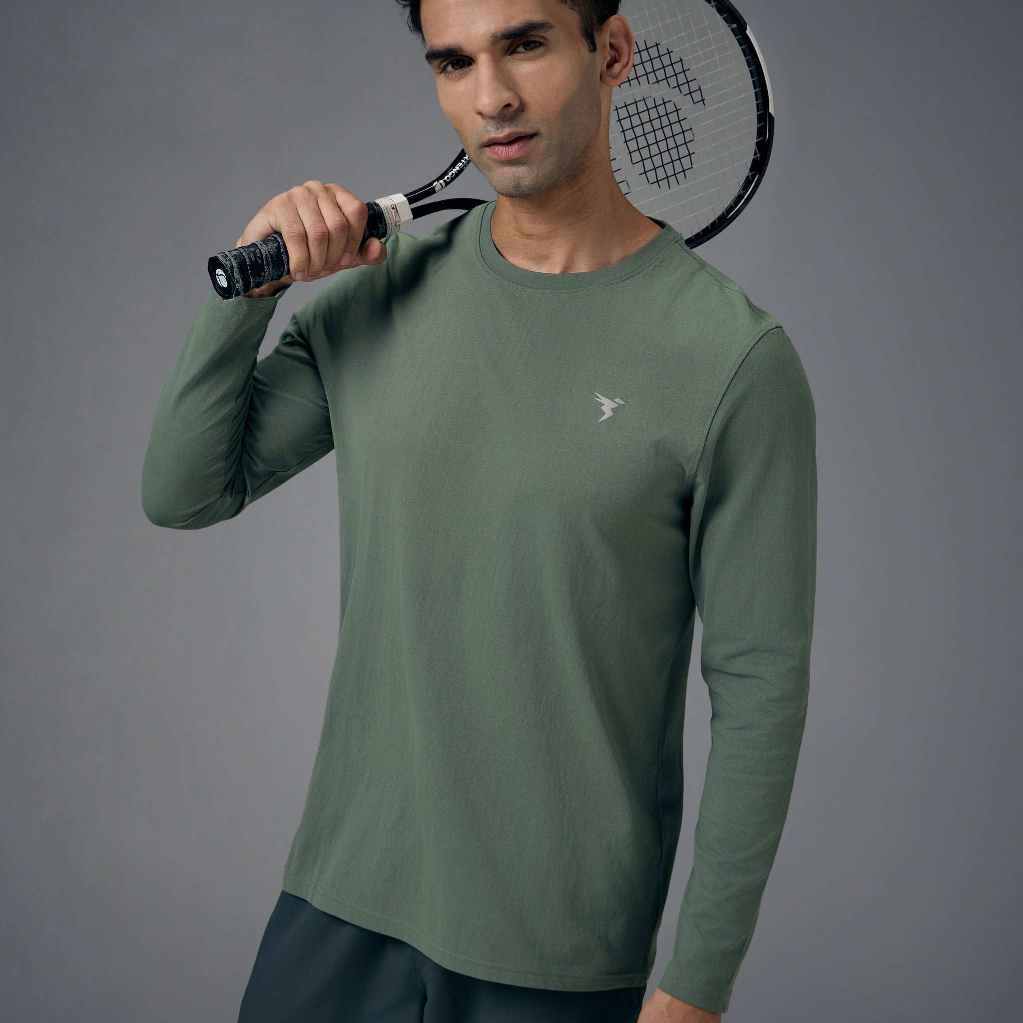 Men Solid Slim Fit Round Neck Sports T-shirt with COTFLEX