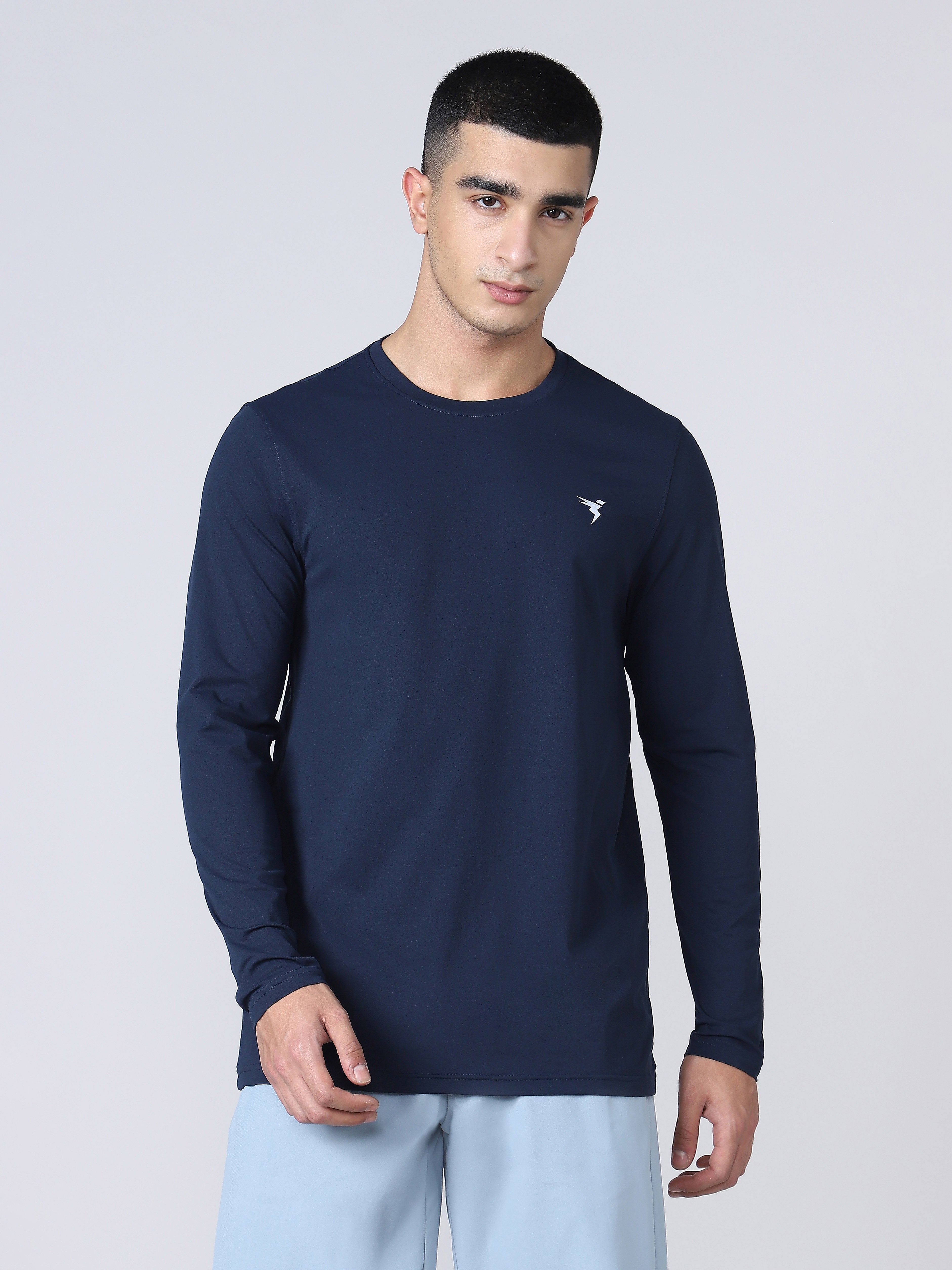 Men Solid Slim Fit Round Neck Sports T-shirt with COTFLEX