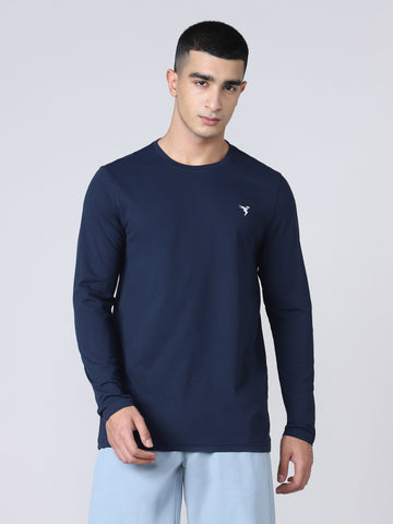 Men Solid Slim Fit Round Neck Sports T-shirt with COTFLEX