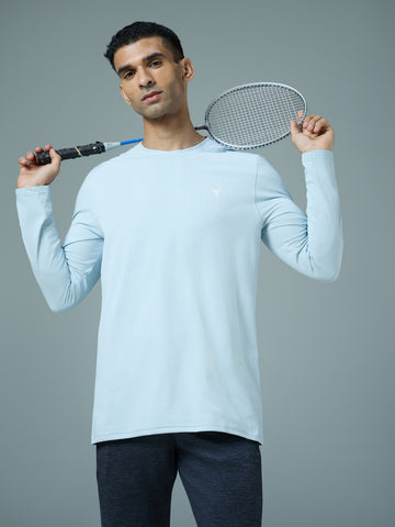 Men Solid Slim Fit Round Neck Sports T-shirt with COTFLEX