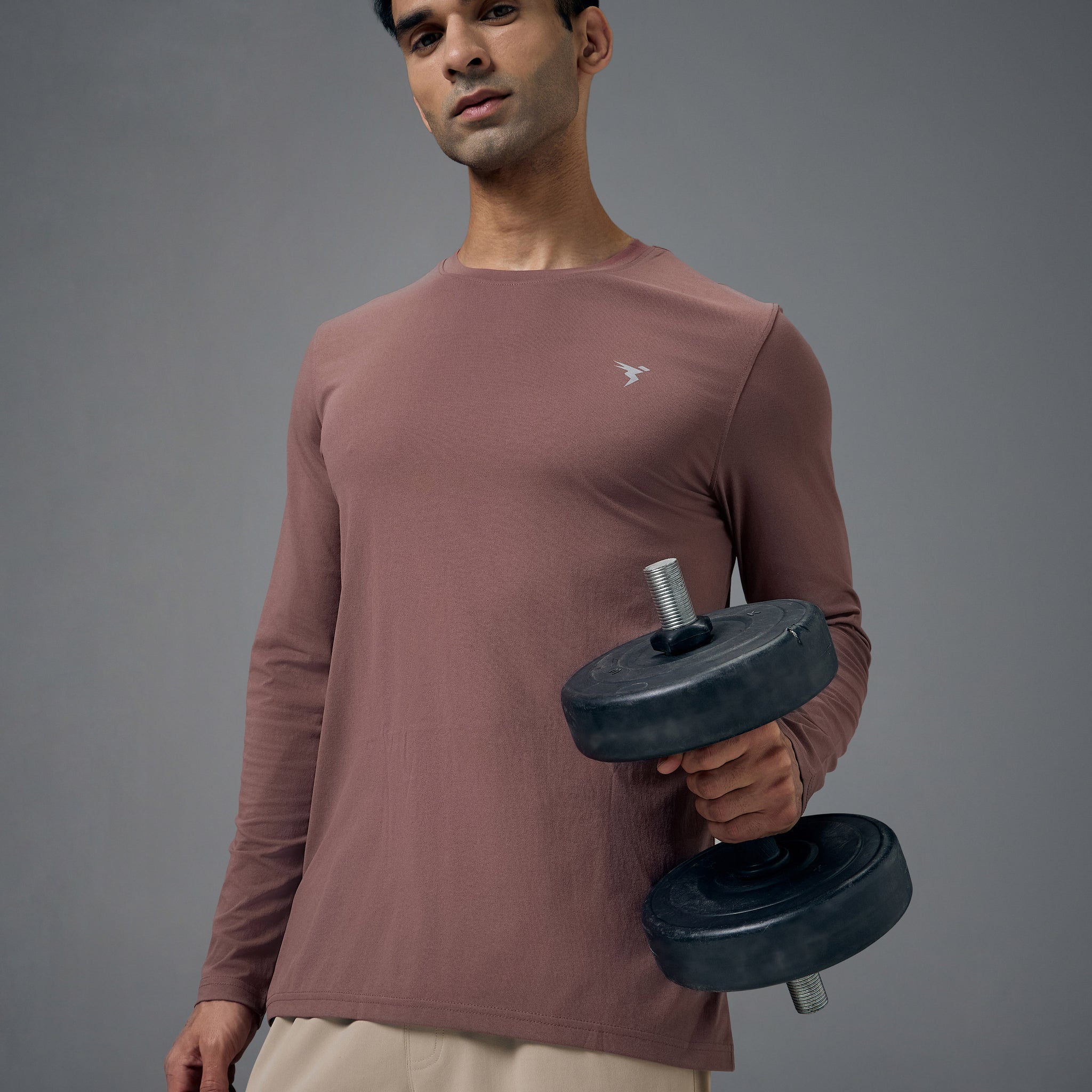 Men Solid Slim Fit Round Neck Sports T-shirt with COTFLEX