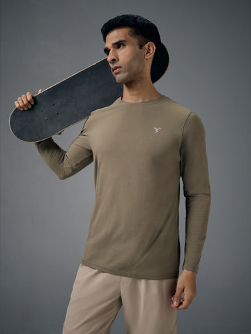 Men Solid Slim Fit Round Neck Sports T-shirt with COTFLEX