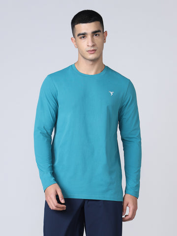 Men Solid Slim Fit Round Neck Sports T-shirt with COTFLEX