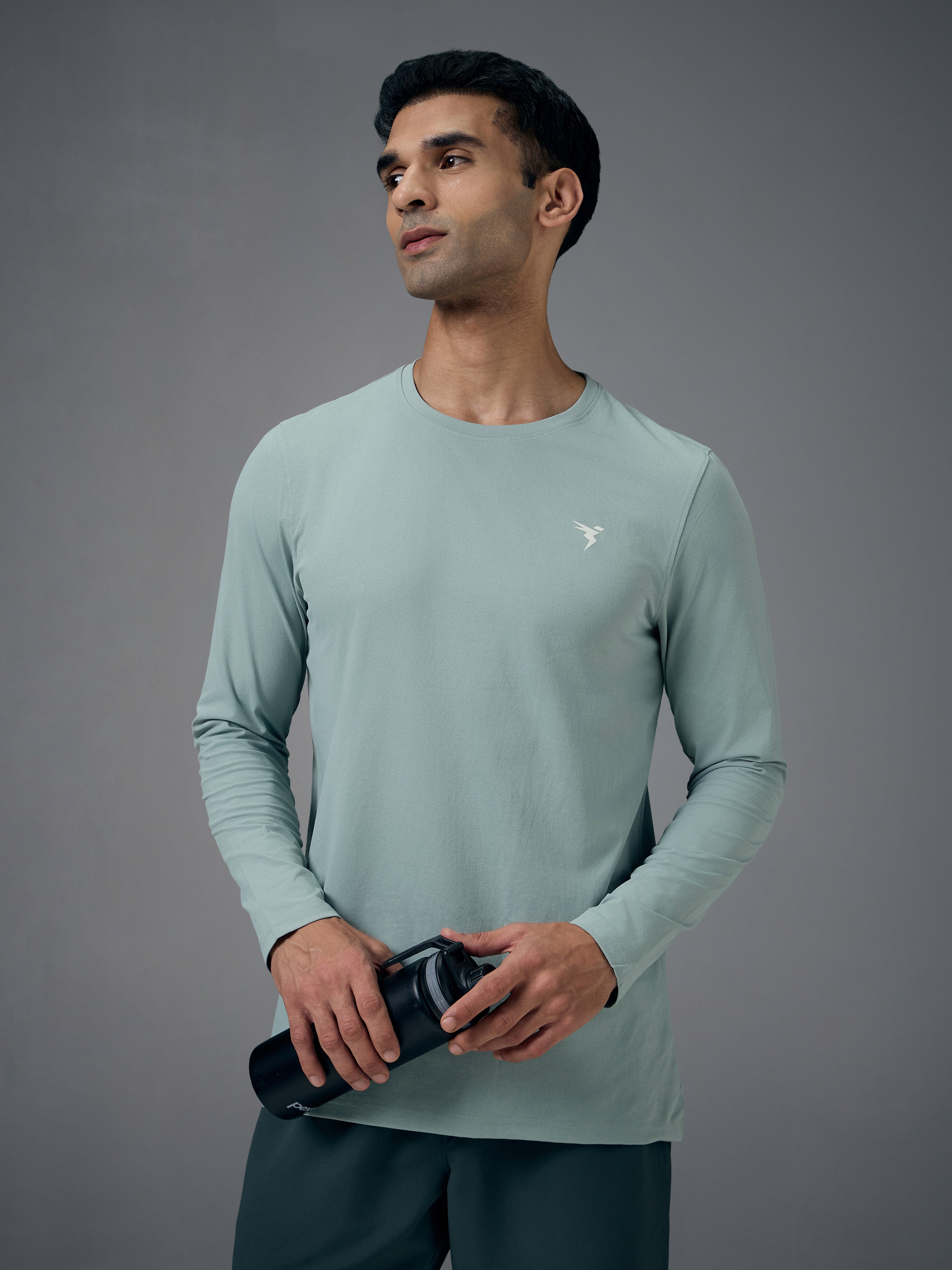 Men Solid Slim Fit Round Neck Sports T-shirt with COTFLEX