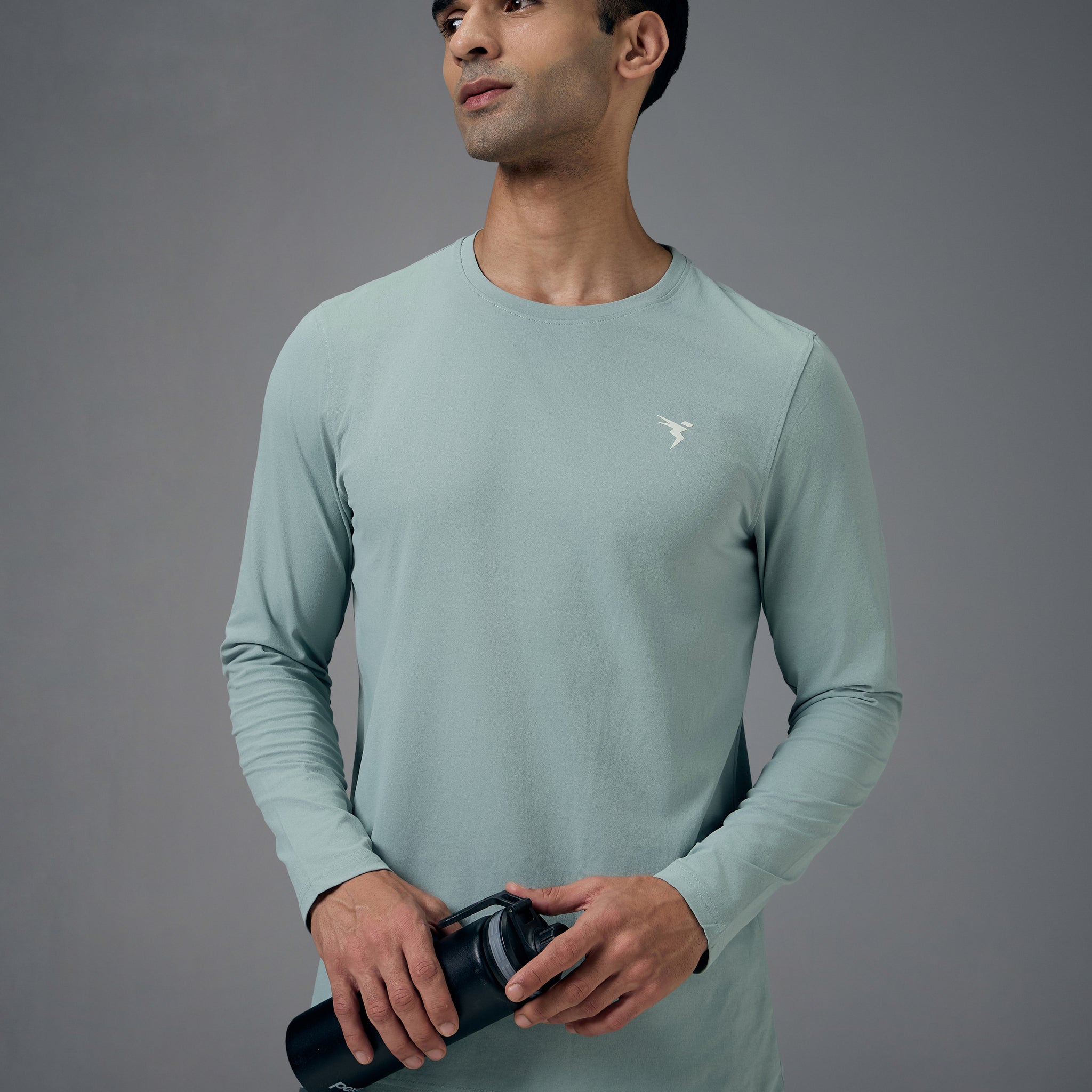 Men Solid Slim Fit Round Neck Sports T-shirt with COTFLEX