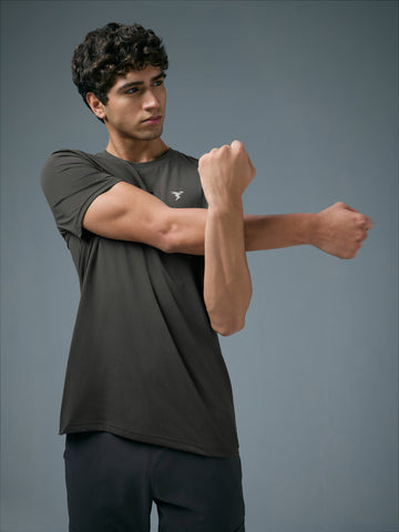 Men Solid Slim Fit Crew Neck T-shirt with COTFLEX