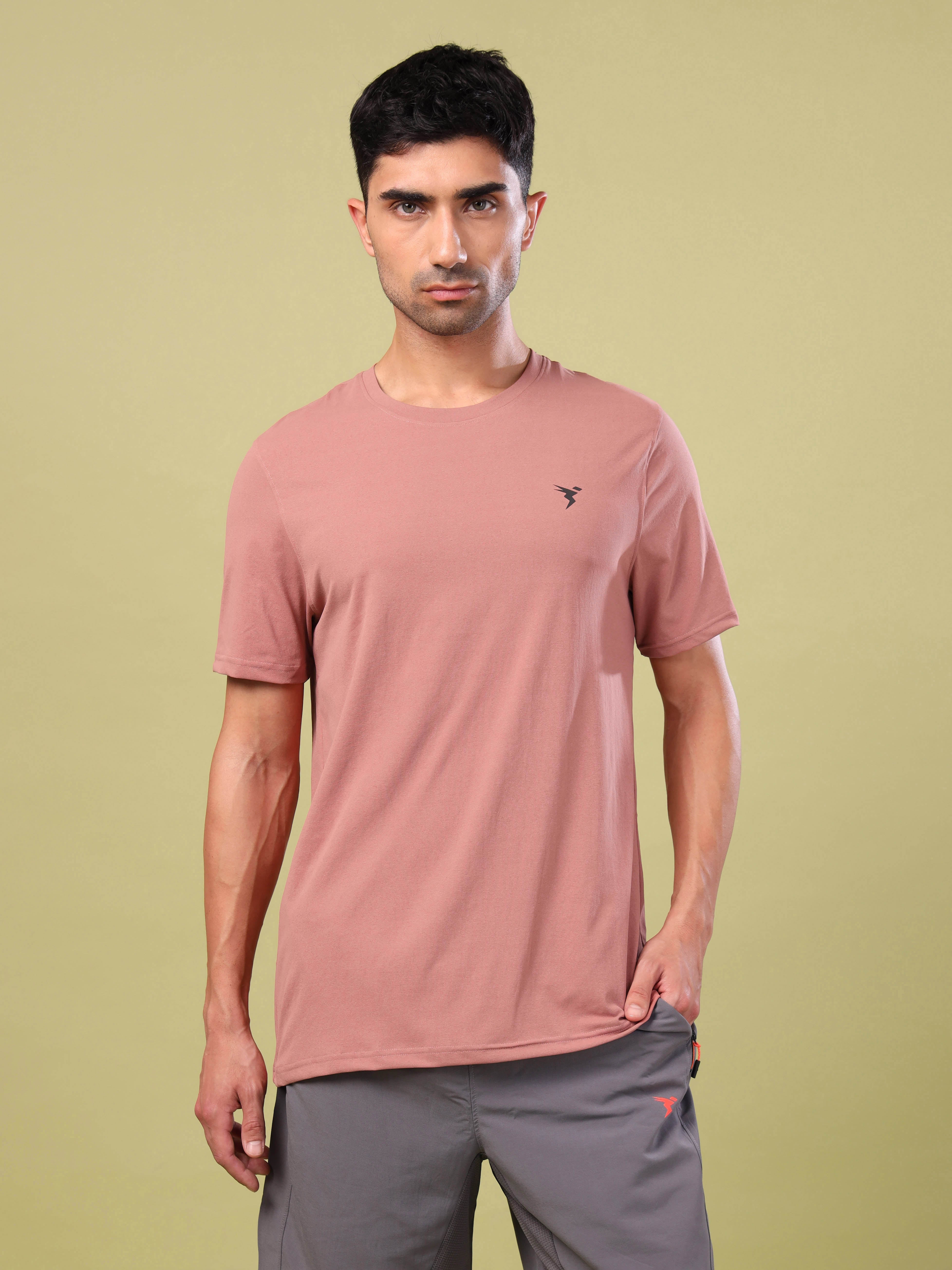 Men Solid Slim Fit Crew Neck T-shirt with COTFLEX