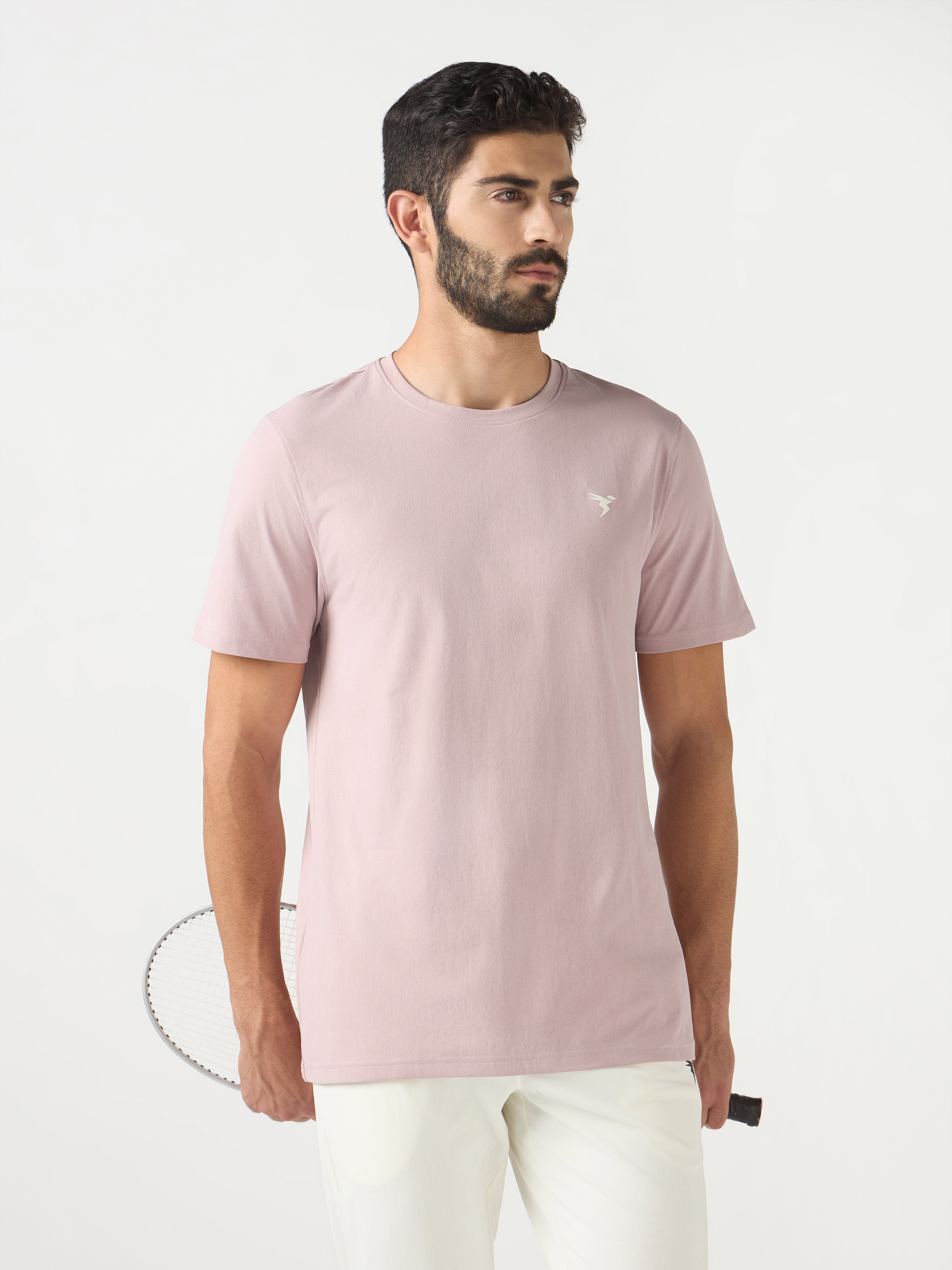 Men Solid Slim Fit Crew Neck T-shirt with COTFLEX