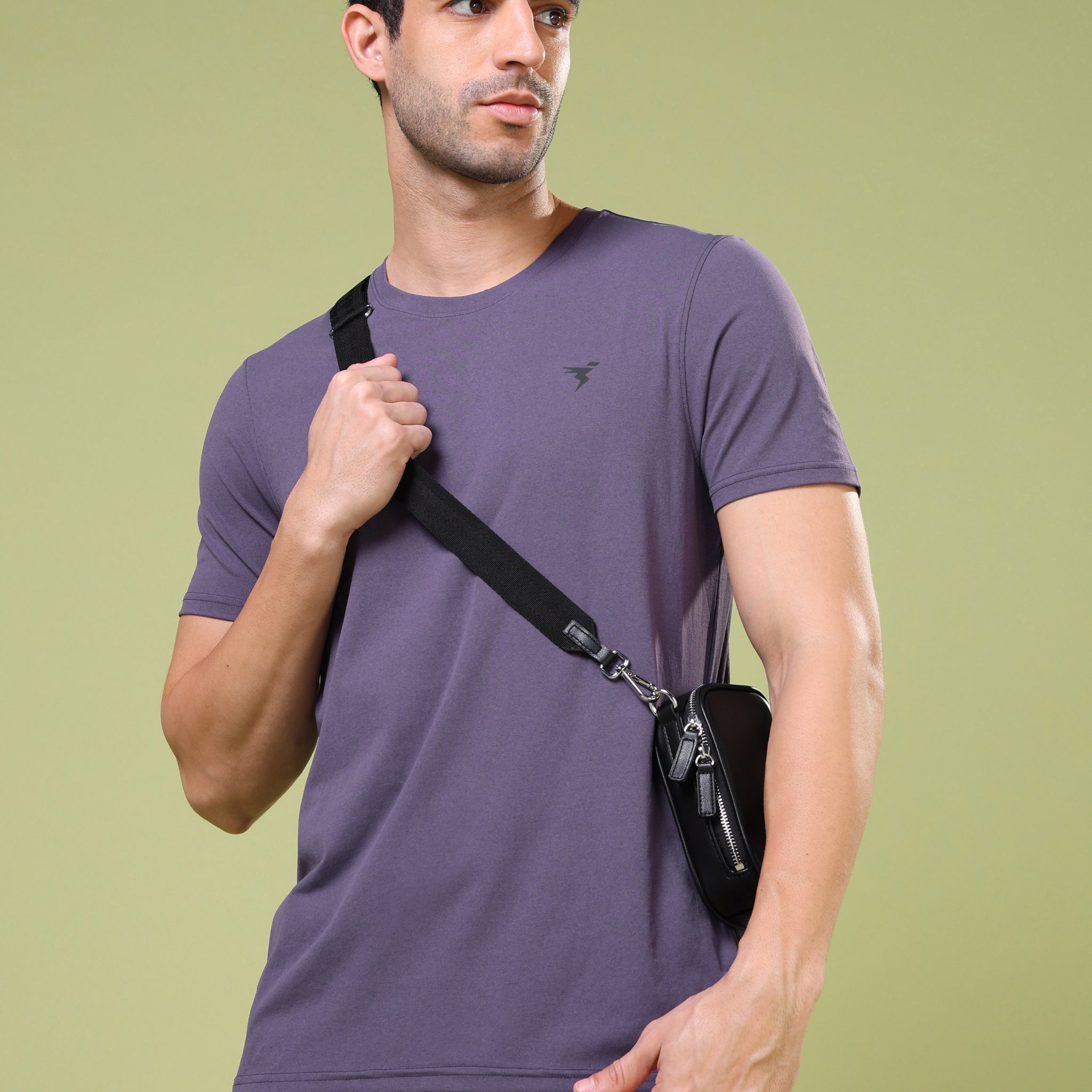 Men Solid Slim Fit Crew Neck T-shirt with COTFLEX