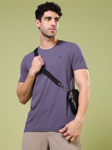 Men Solid Slim Fit Crew Neck T-shirt with COTFLEX