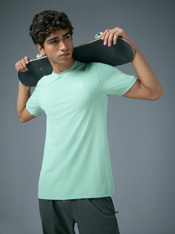 Men Solid Slim Fit Crew Neck T-shirt with COTFLEX