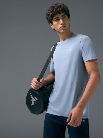 Men Solid Slim Fit Crew Neck T-shirt with COTFLEX