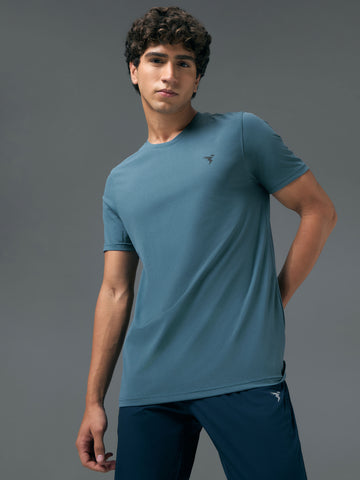 Men Solid Slim Fit Crew Neck T-shirt with COTFLEX