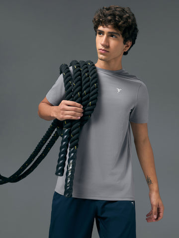 Men Solid Slim Fit Crew Neck T-shirt with COTFLEX