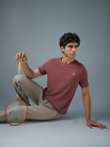 Men Solid Slim Fit Crew Neck T-shirt with COTFLEX