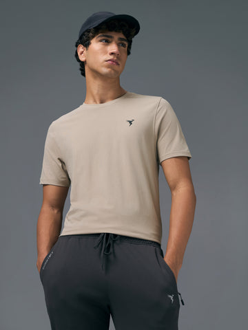 Men Solid Slim Fit Crew Neck T-shirt with COTFLEX