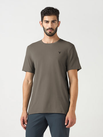 Men Solid Slim Fit Crew Neck T-shirt with COTFLEX