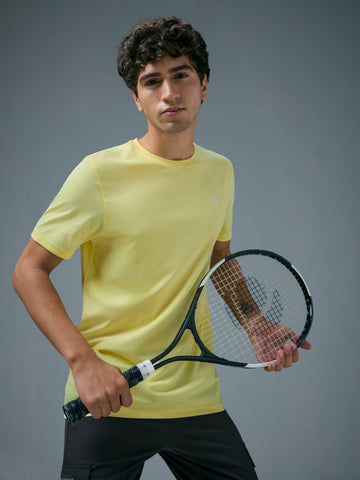 Men Solid Slim Fit Crew Neck T-shirt with COTFLEX