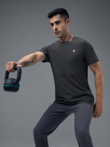 Men Solid Slim Fit Crew Neck T-shirt with COTFLEX