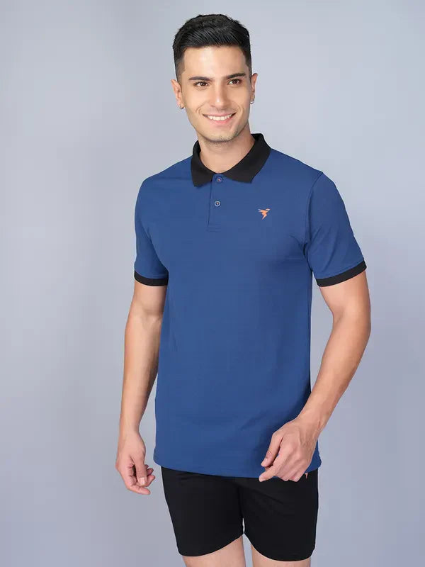 Men Solid Slim Fit Polo T-shirt with ELASTO PLUS