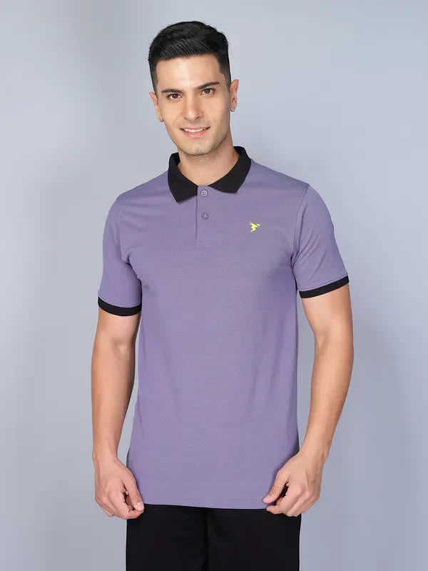 Men Solid Slim Fit Polo T-shirt with ELASTO PLUS
