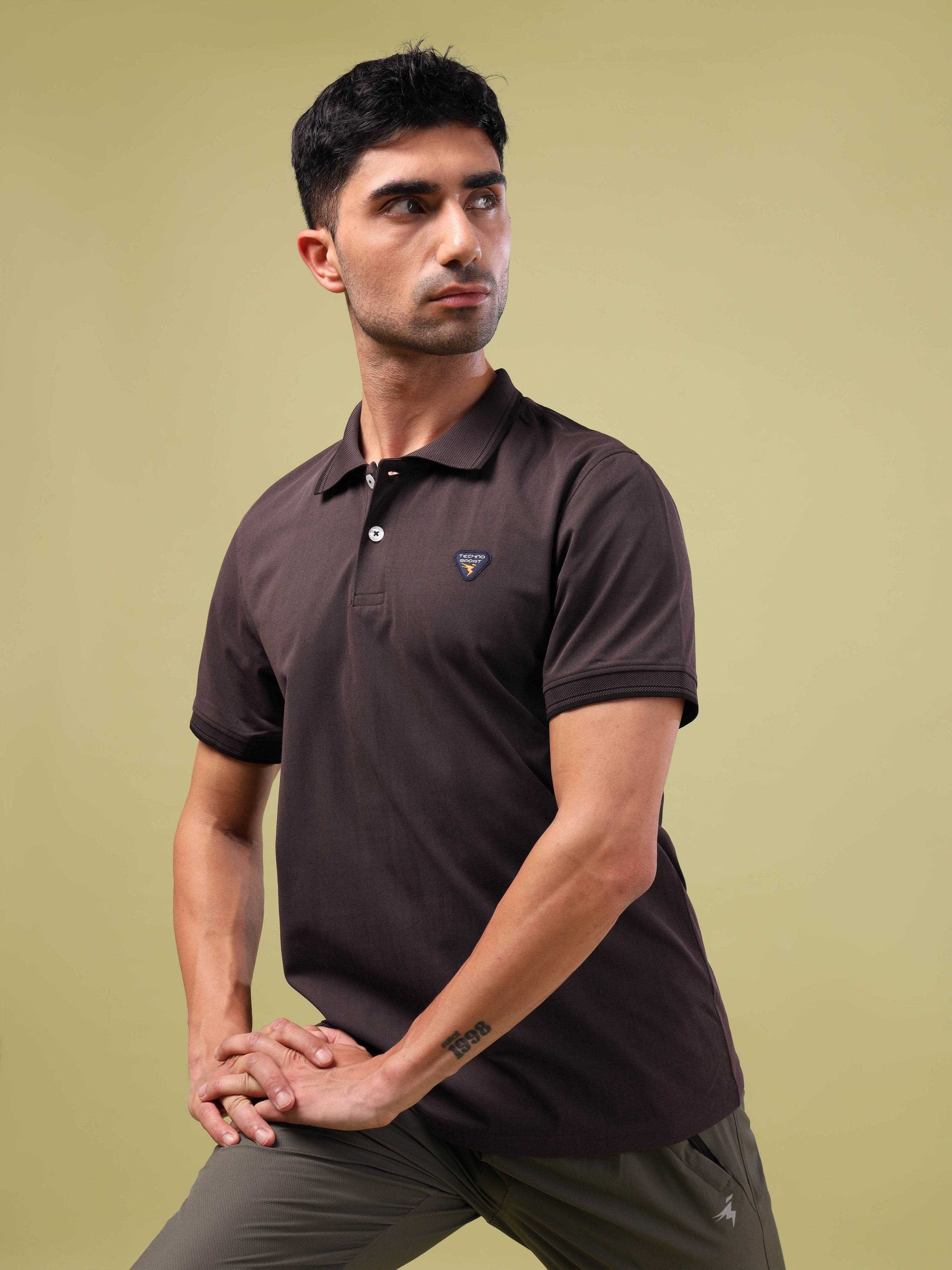 Men Solid Slim Fit Polo T-shirt with ELASTO PLUS