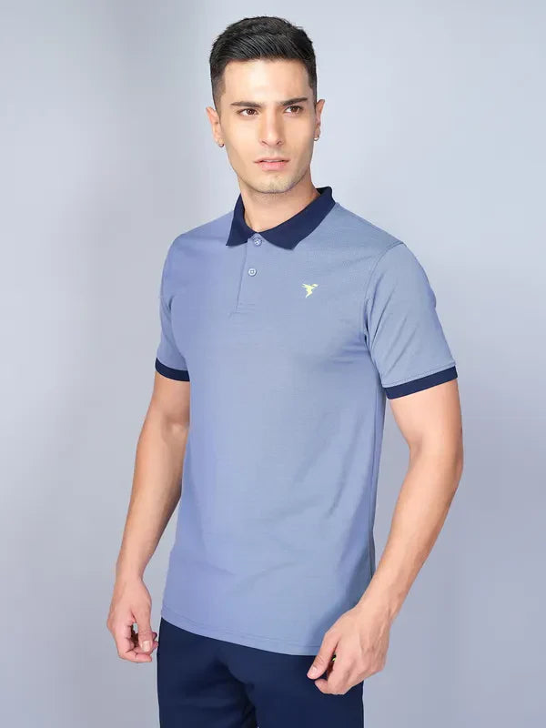 Men Solid Slim Fit Polo T-shirt with ELASTO PLUS