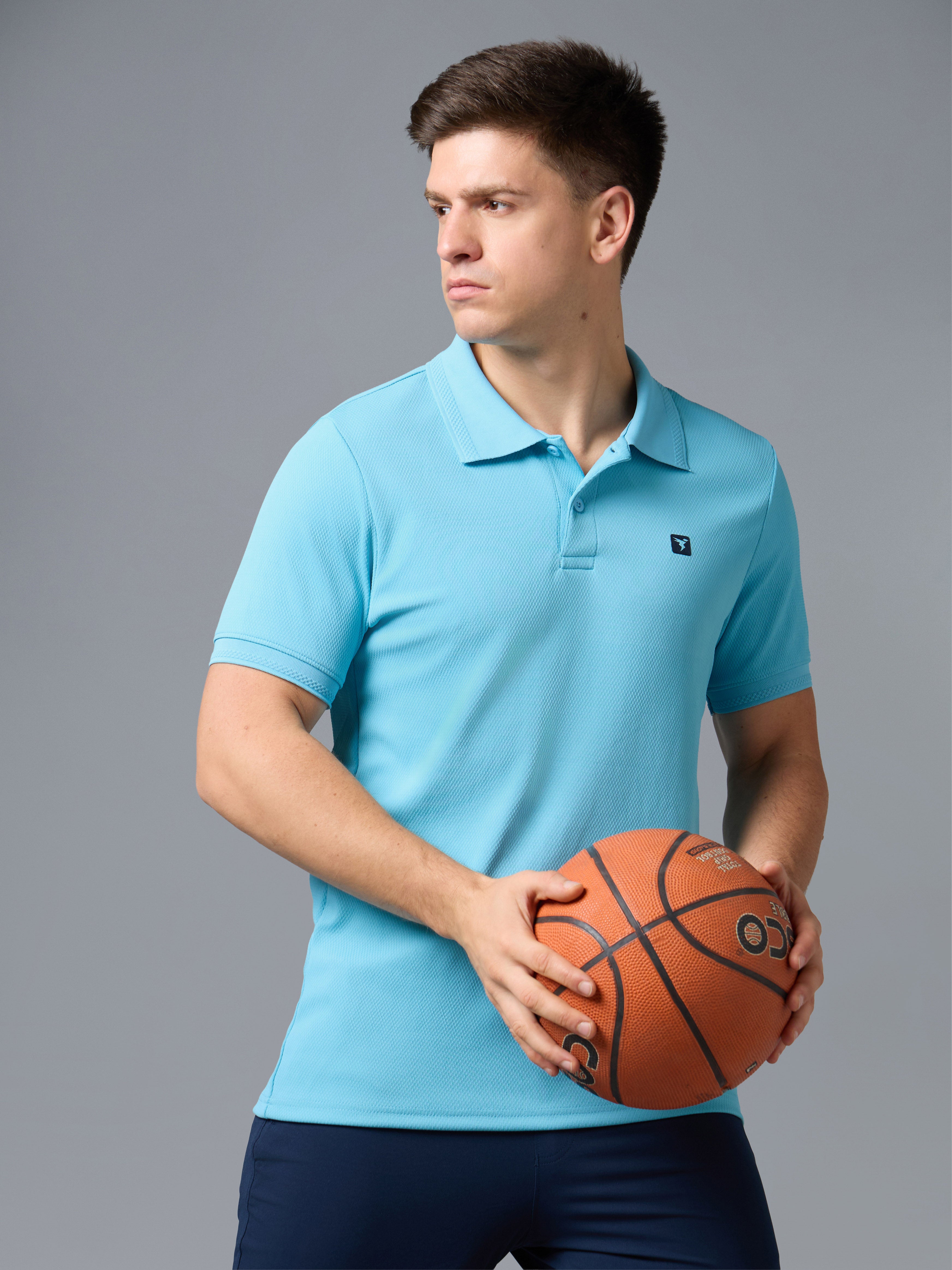 Men Solid Slim Fit Polo T-shirt with ELASTO PLUS