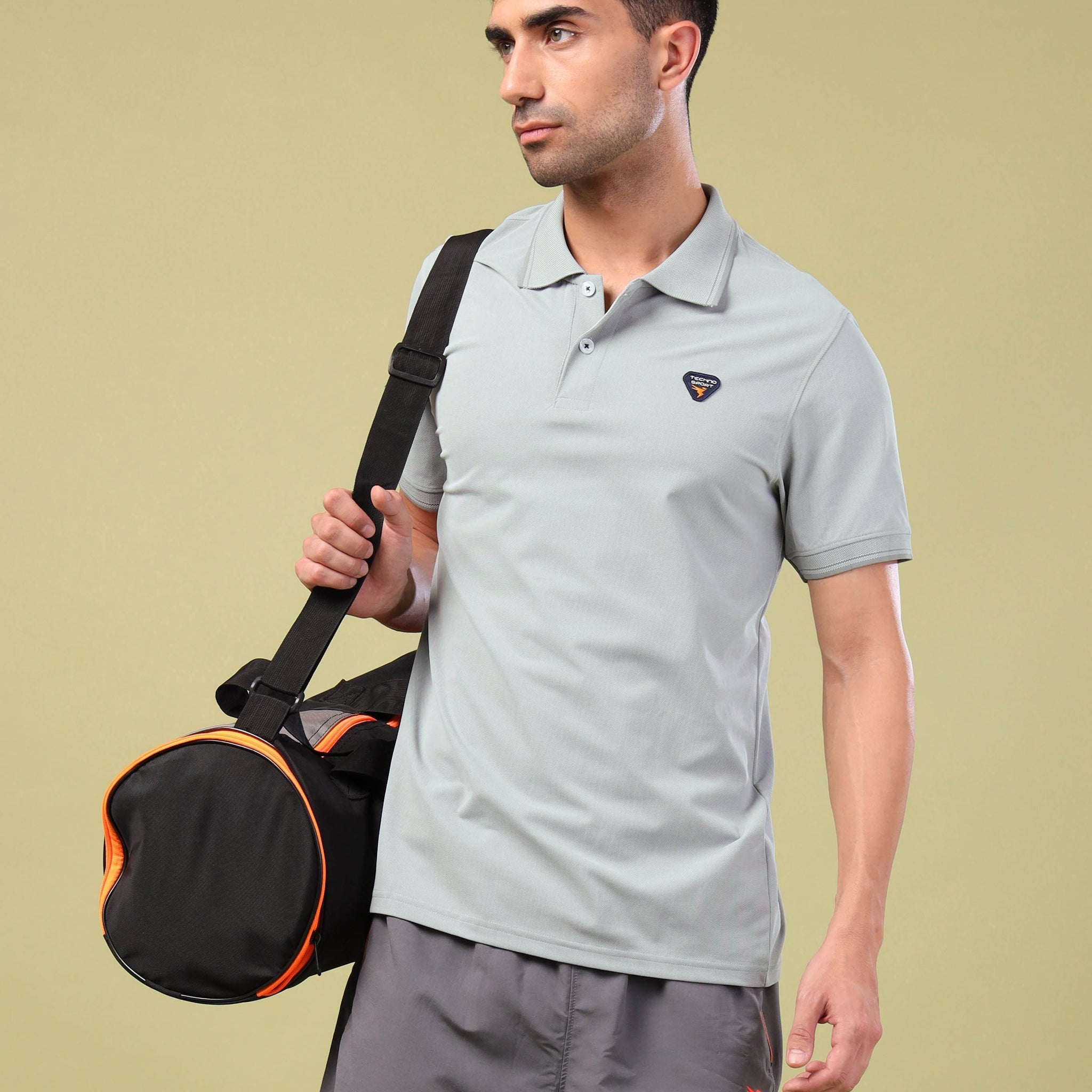 Men Solid Slim Fit Polo T-shirt with ELASTO PLUS
