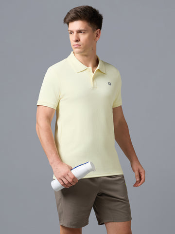 Men Solid Slim Fit Polo T-shirt with ELASTO PLUS