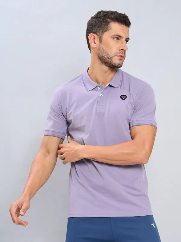 Men Solid Slim Fit Polo T-shirt with ELASTO PLUS