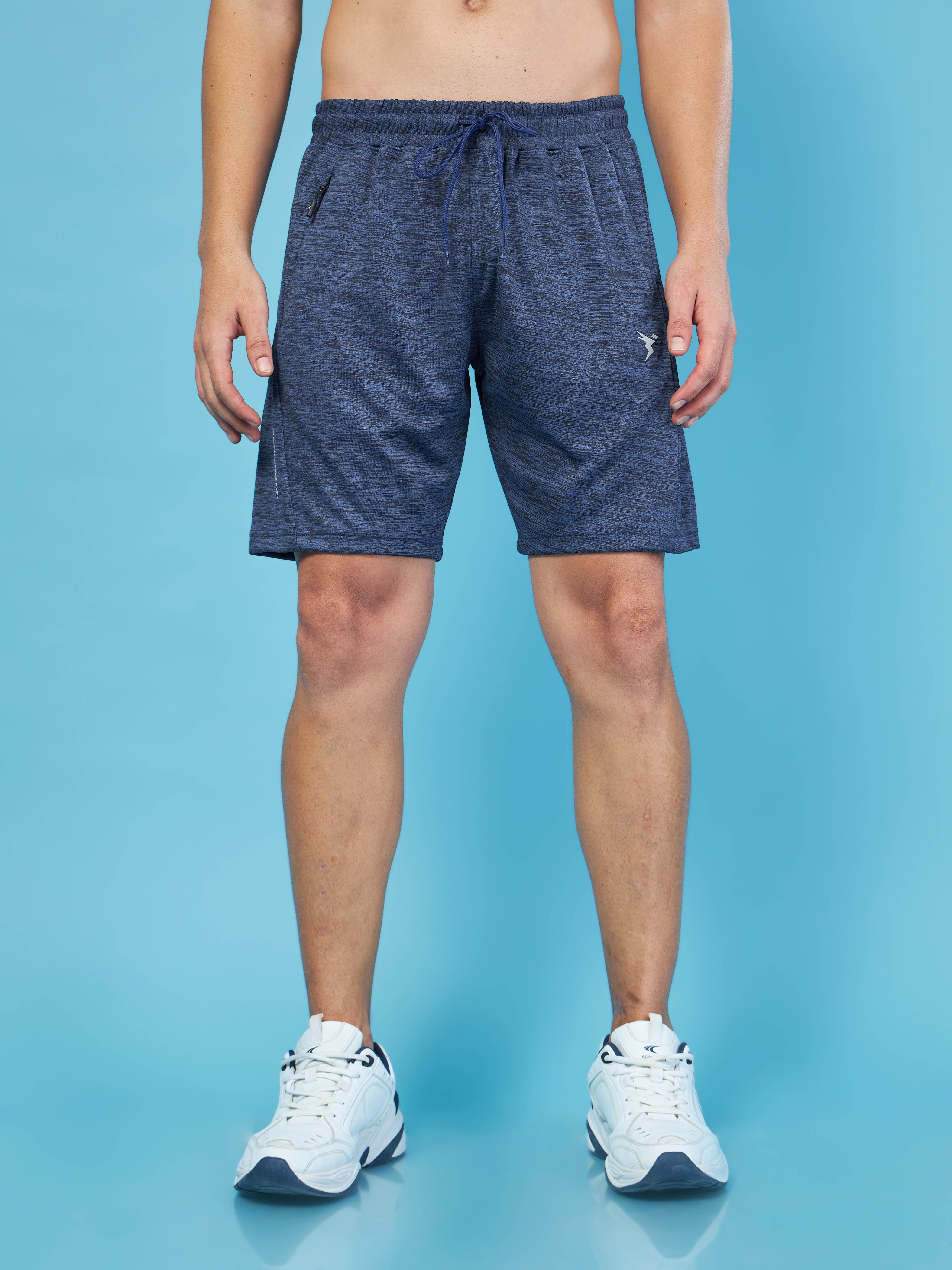 Men Melange Slim Fit Shorts with TECHNO DRY