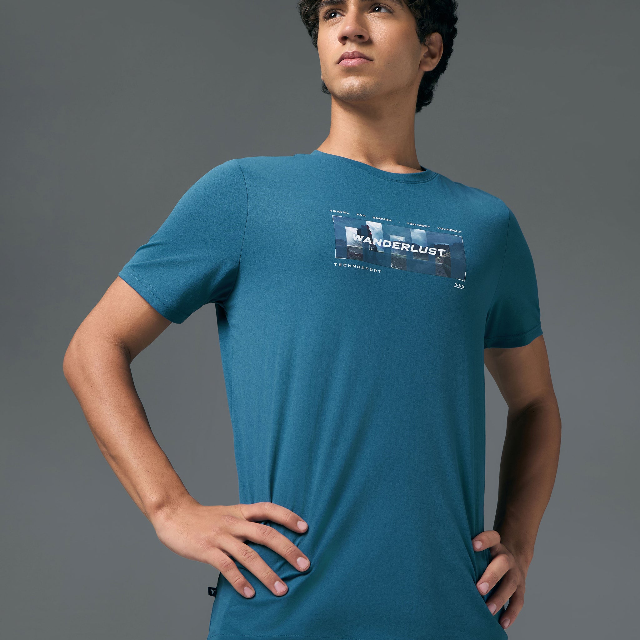 Men Printed Slim Fit Round Neck T-shirt with COTFLEX