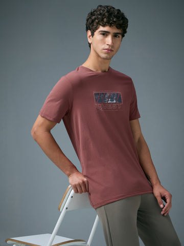 Men Printed Slim Fit Round Neck T-shirt with COTFLEX