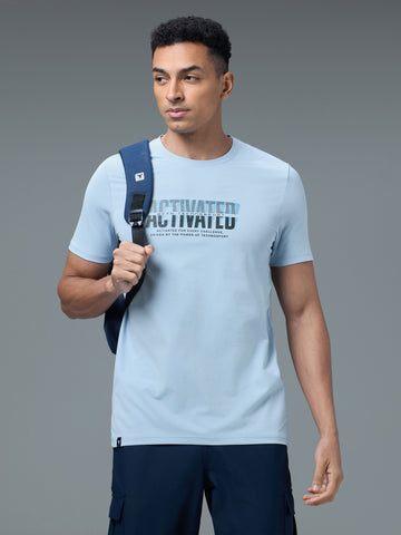 Men Printed Slim Fit Round Neck T-shirt with COTFLEX
