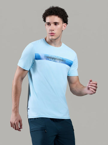 Men Printed Slim Fit Round Neck T-shirt with COTFLEX