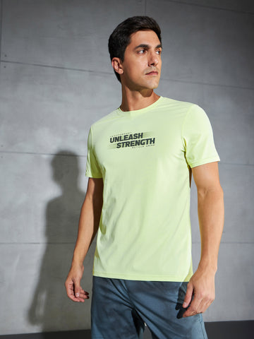 Men Printed Slim Fit Round Neck T-shirt with COTFLEX