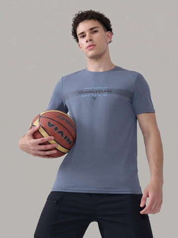 Men Printed Slim Fit Round Neck T-shirt with COTFLEX