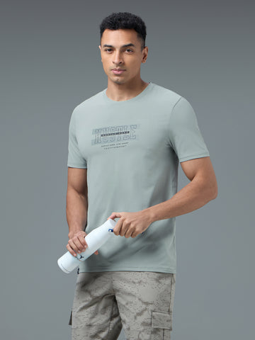 Men Printed Slim Fit Round Neck T-shirt with COTFLEX
