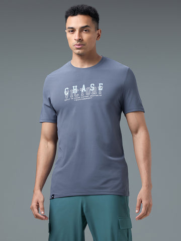 Men Printed Slim Fit Round Neck T-shirt with COTFLEX