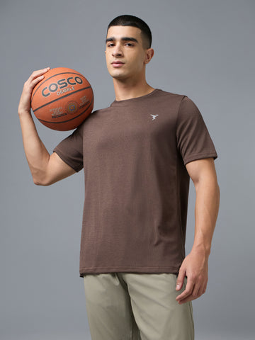 Men Plus Size Solid Slim Fit Crew Neck T-shirt with DOUBLE COOL