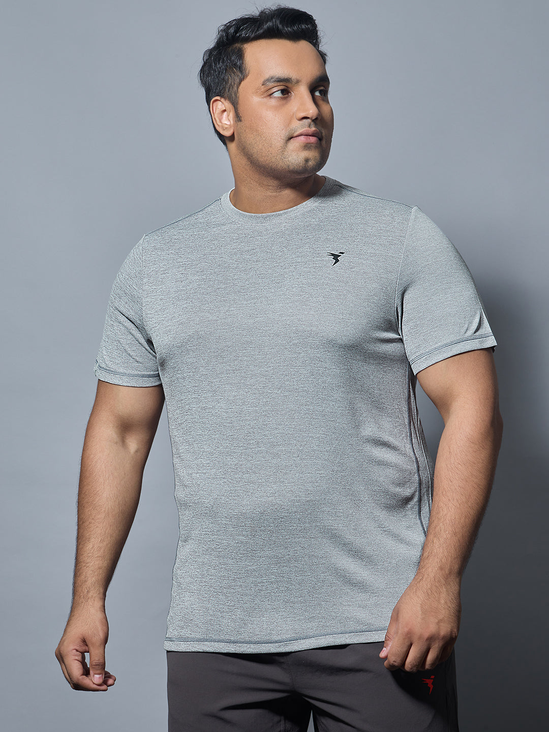 Men Plus Size Solid Slim Fit Crew Neck T-shirt with DOUBLE COOL