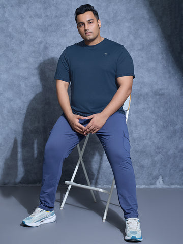 Men Plus Size Solid Slim Fit Crew Neck T-shirt with DOUBLE COOL