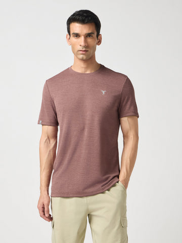 Men Solid Slim Fit Crew Neck T-shirt with DOUBLE COOL