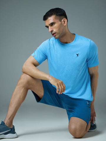 Men Solid Slim Fit Crew Neck T-shirt with DOUBLE COOL
