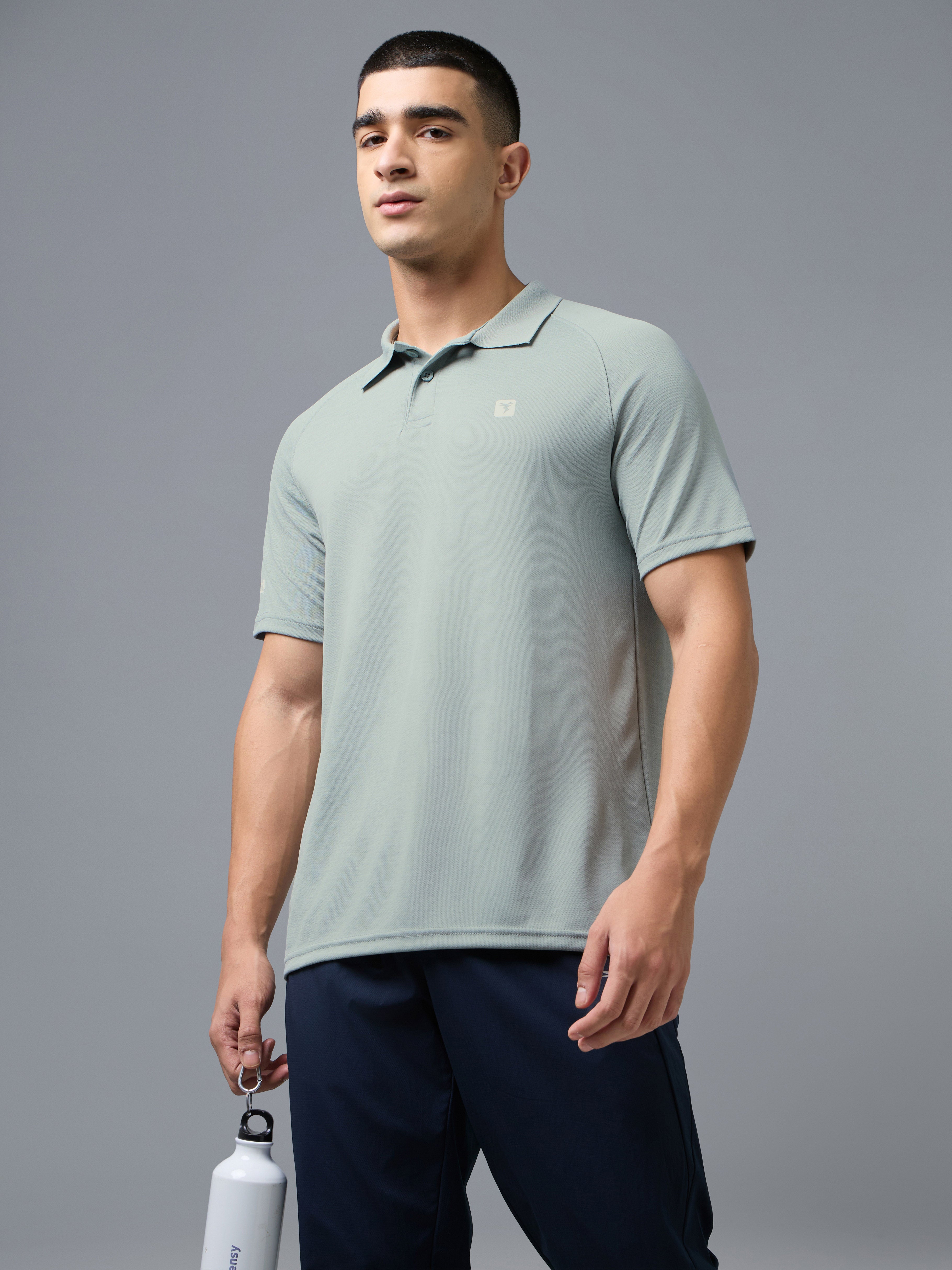 Men Melange Slim Fit Polo T-shirt with DOUBLE COOL