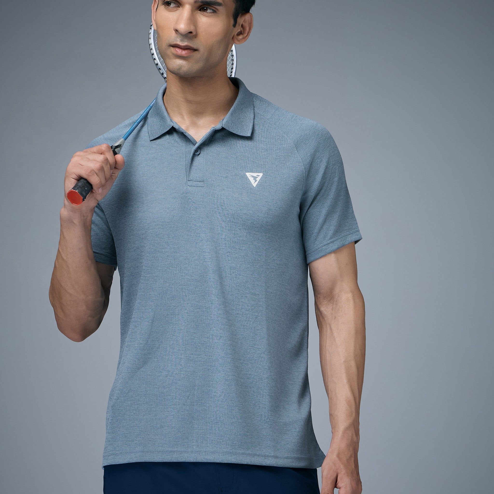 Men Melange Slim Fit Polo T-shirt with DOUBLE COOL