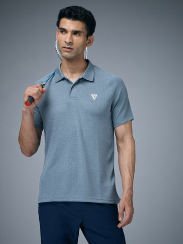 Men Melange Slim Fit Polo T-shirt with DOUBLE COOL