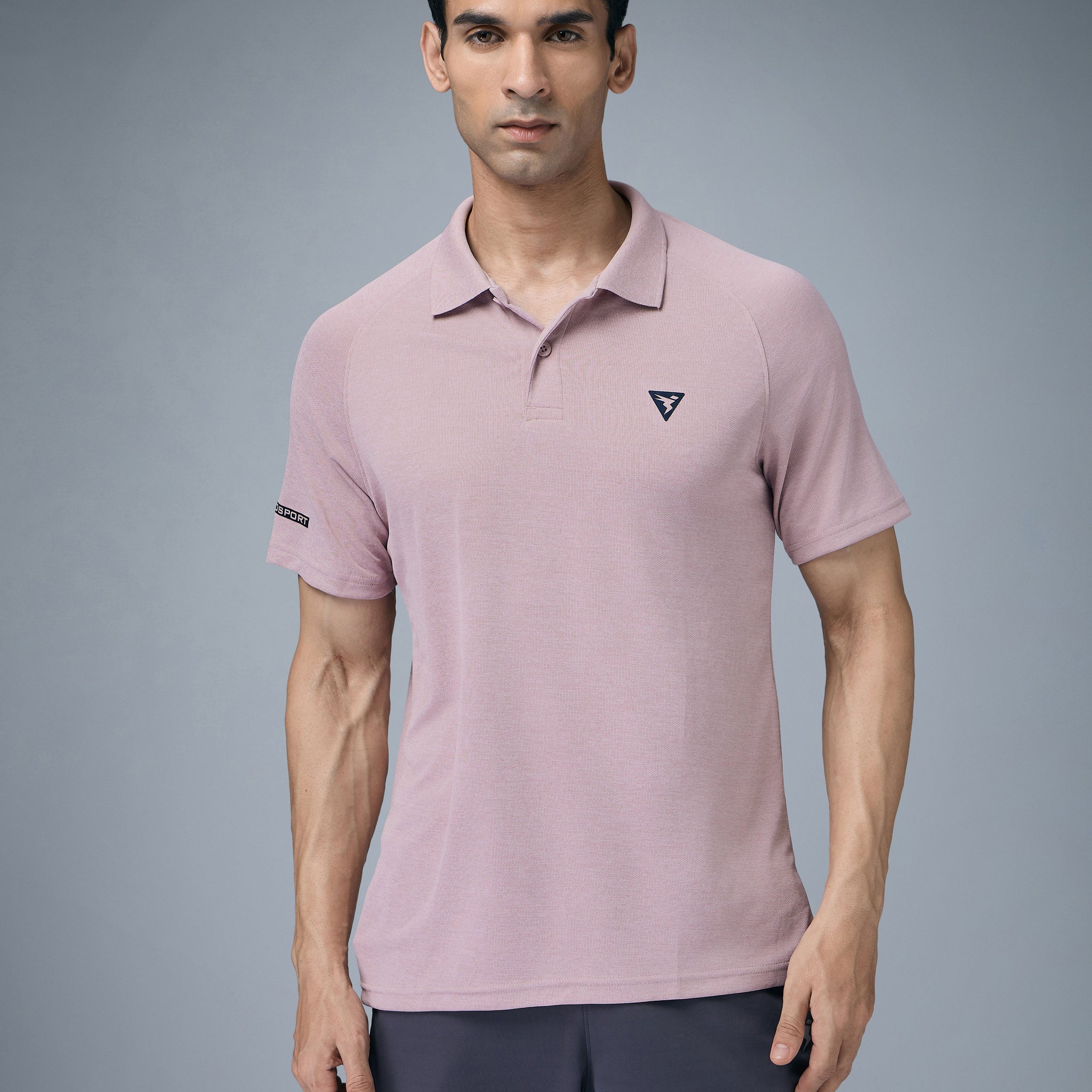 Men Melange Slim Fit Polo T-shirt with DOUBLE COOL