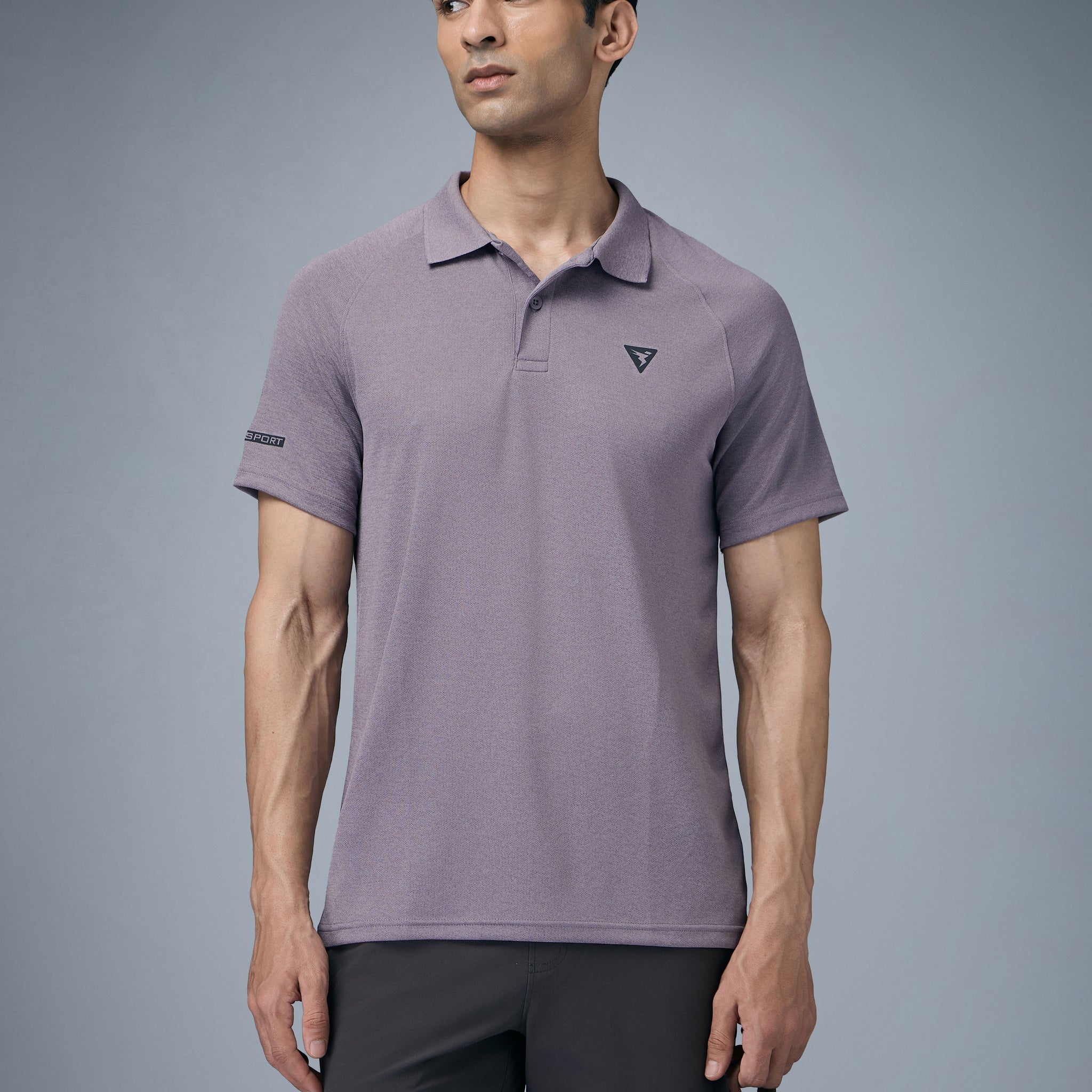 Men Melange Slim Fit Polo T-shirt with DOUBLE COOL